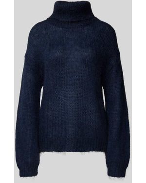 Y.A.S Oversized Rollkragenpullover aus Woll-Mohair-Mix Modell 'LAMBI' - Blau