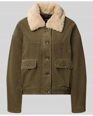 ONLY Regular Fit Bomberjacke mit Teddy-Umlegekragen Modell 'MARTA' - Grün