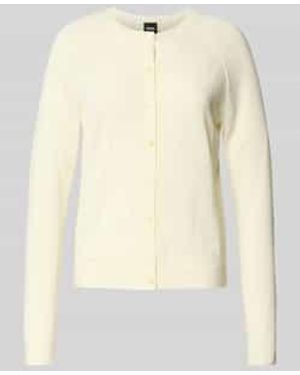 BOSS Relaxed Fit Gebreid Jack Van Pure Scheerwol Model 'Fonami' - Naturel