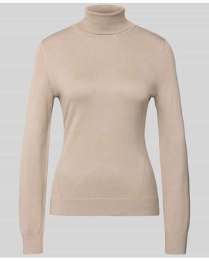 Comma, Slim Fit Rollkragenpullover mit gerippten Abschlüssen - Natur