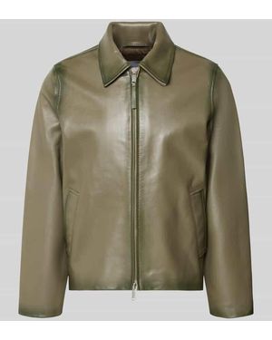 Samsøe & Samsøe Lederjacke mit Zweiwege-Reißverschluss Modell 'Saike' - Grün