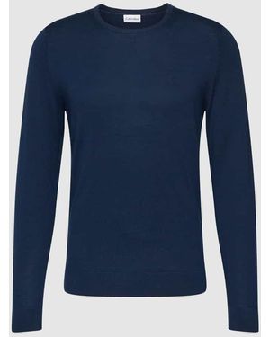 Calvin Klein Strickpullover mit gerippten Abschlüssen - Blau