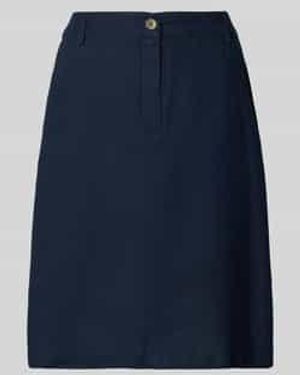 Freequent Knielange Rok Van Een Mix Van Linnen En Viscose - Blauw