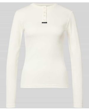 Karo Kauer Slim Fit Longsleeve aus elastischem Baumwoll-Mix - Natur