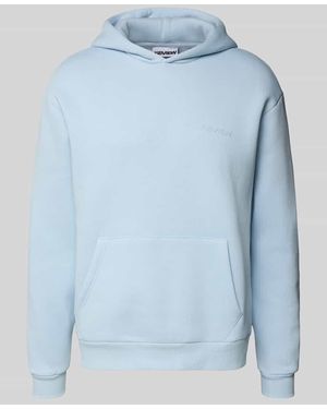 Review Hoodie mit Label-Schriftzug - Blau