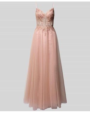 Luxuar Abendkleid mit Ziersteinbesatz - Orange