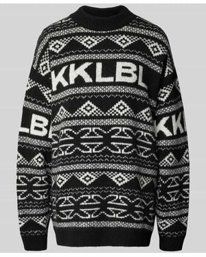 Karo Kauer Jacquard-Strickpullover mit Rundhalsausschnitt - Grau