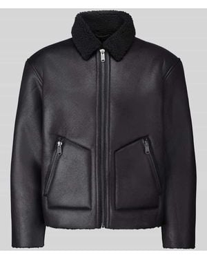 Only & Sons Kunstlederjacke mit Shearlingkragen - Schwarz