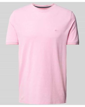 Fynch-Hatton T-Shirt mit Label-Stitching - Pink