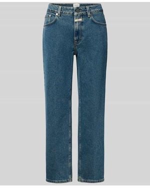 Closed Cropped Jeans mit Label-Detail Modell 'MILO' - Blau