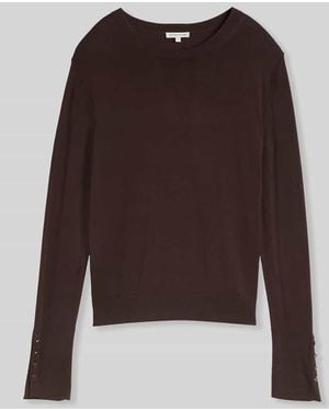 Tom Tailor Pullover aus Viskosemix mit Knopfdetails am Ärmel - Braun