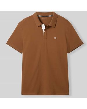 Tom Tailor Regular Fit Poloshirt aus Baumwoll-Viskose-Mix - Braun
