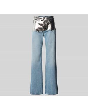Rabanne Jeans mit Zierbesatz in metallic - Blau
