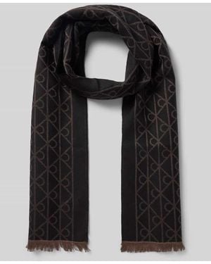 Calvin Klein Wollschal mit Allover-Stitching Modell 'Tonal' - Schwarz