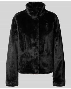 ONLY Regular Fit Webpelzjacke mit Stehkragen Modell 'NEWVIDA' - Schwarz
