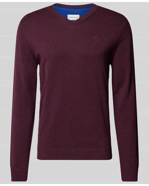 Tom Tailor Regular Fit Strickpullover Mit V-Ausschnitt - Lila