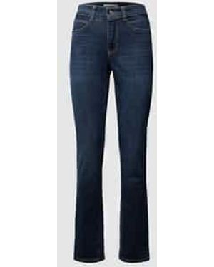 M·a·c Straight Fit Jeans Met Labelpatch, Model 'Angela' - Blauw