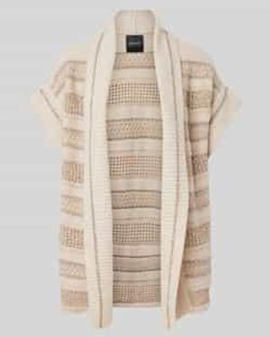 Marc Cain Cardigan Van Wolmix Met Kabelpatroon - Naturel