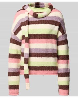 Daisy Street Relaxed Fit Strickpullover mit fixiertem Schal - Mehrfarbig