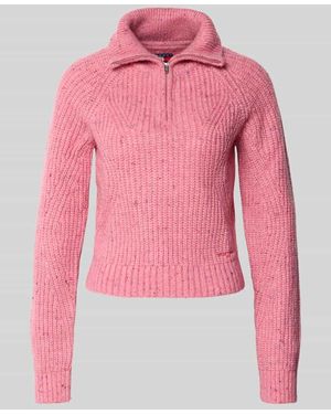 Tommy Hilfiger Regular Fit Troyer mit Wollanteil Modell 'NEP' - Pink
