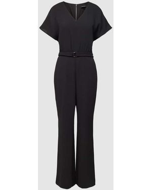 Comma, Jumpsuit mit Flügelärmel und V-Ausschnitt - Schwarz