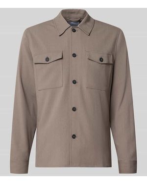 Lindbergh Relaxed Fit Hemdjacke mit Brusttaschen - Natur