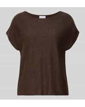 Comma, Gebreid Shirt Van Viscosemix Met Ronde Hals - Bruin