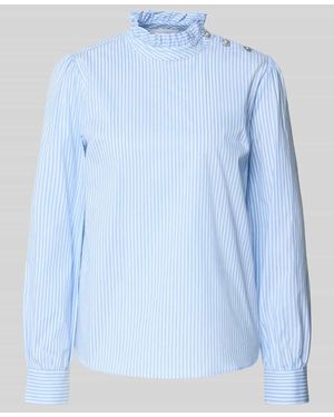 Rich & Royal Regular Fit Bluse aus Baumwoll-Mix mit Stehkragen - Blau
