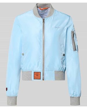 ORIGINAL BOMBERS® Bomberjacke mit Label-Patch und Reißverschlusstasche am Ärmel - Blau
