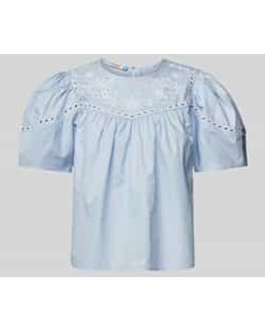 Scotch & Soda Regular Fit Blouse Met Broderie Anglaise - Blauw