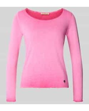 Smith & Soul Gebreid Shirt Met Labeldetail En Geschulpte Zoom - Roze