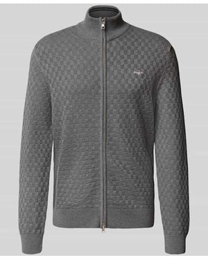 GANT Strickjacke mit Strukturmuster - Grau