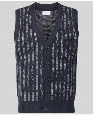 Lindbergh Strickweste mit V-Ausschnitt und Knopfleiste - Blau