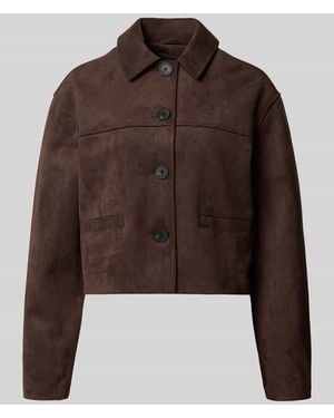 Opus Boxy Fit Jacke mit Umlegekragen Modell 'Henso' - Braun