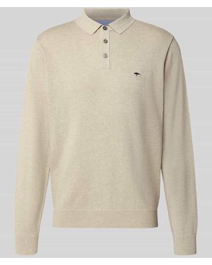 Fynch-Hatton Strickpullover mit Polokragen und Knopfleiste - Natur