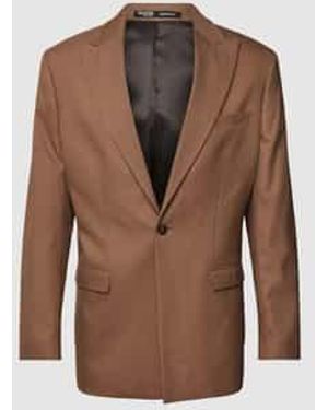 SELECTED Regular Fit 1-Knoop Colbert Met Wol Model 'Skye' - Bruin