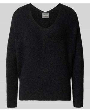 Mos Mosh Strickpullover aus Woll-Mix mit V-Ausschnitt Modell 'THORA' - Schwarz