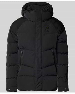 Blauer Usa Steppjacke mit Label-Patch Modell 'CROWN' - Schwarz