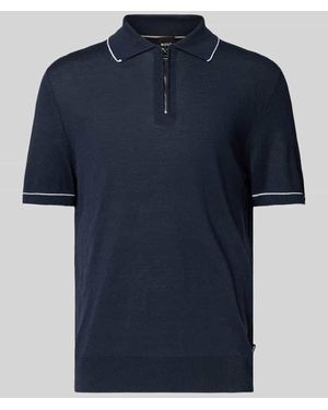 BOSS Regular Fit Poloshirt mit kurzem Reißverschluss - Blau