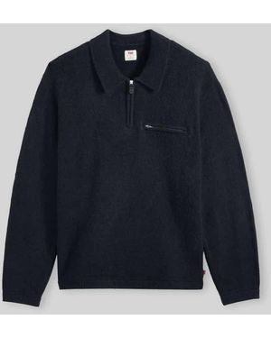 Levi's Relaxed Fit Troyer mit Woll-Anteil Modell 'Boulder Quarter-zip' - Blau