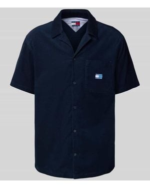Tommy Hilfiger Regular Fit Cordhemd aus reiner Baumwolle - Blau