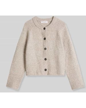 Marc O' Polo Strickjacke aus Alpaka Wolle mit Rollsaum - Natur