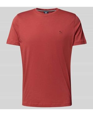 Lerros T-Shirt mit geripptem Rundhalsausschnitt - Rot