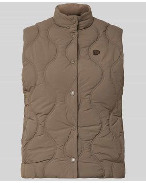 Superdry Steppweste mit Stehkragen und Label-Stitching - Braun