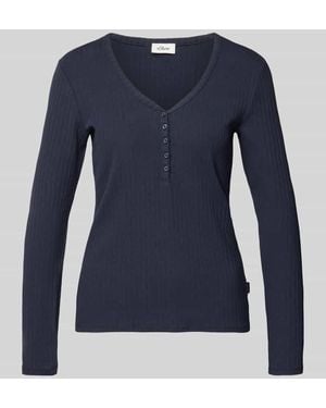 S.oliver Regular Fit Langarmshirt aus Baumwoll-Mix - Blau