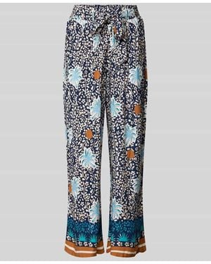 MORE&MORE Stoffhose aus Viskose mit Bindegürtel - Blau