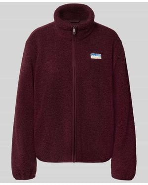 ONLY Regular Fit Fleecejacke mit Reißverschluss Modell 'EVA' - Rot