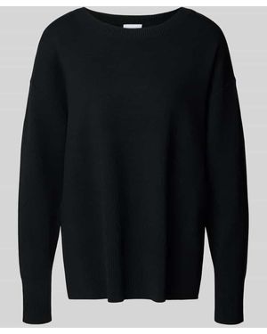 Comma, Strickpullover mit Seitenschlitzen - Schwarz