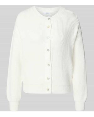 VILLA SOPHIE Regular Fit Strickjacke aus Viskose-Mix Modell 'LENI' - Weiß