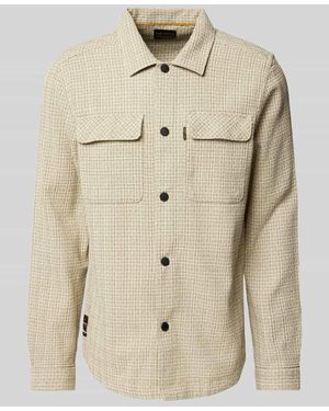 PME LEGEND Regular Fit Hemdjacke mit Brustpattentaschen Modell 'Dobby' - Natur